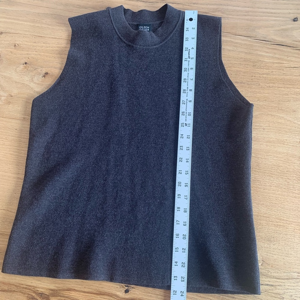 Eileen Fisher Italian Wool Charcoal Gray Sleevless Top Women’s L Preloved - Picture 7 of 8
